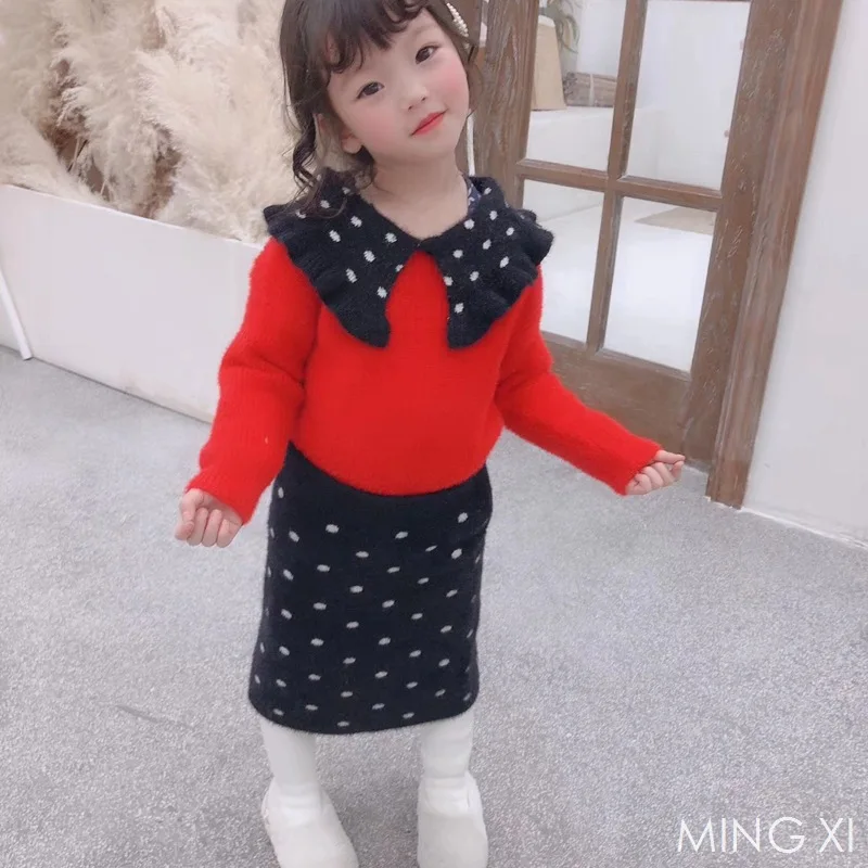

2018 new children's clothing children's sweater children's suit girl's sweater two-piece winter new style