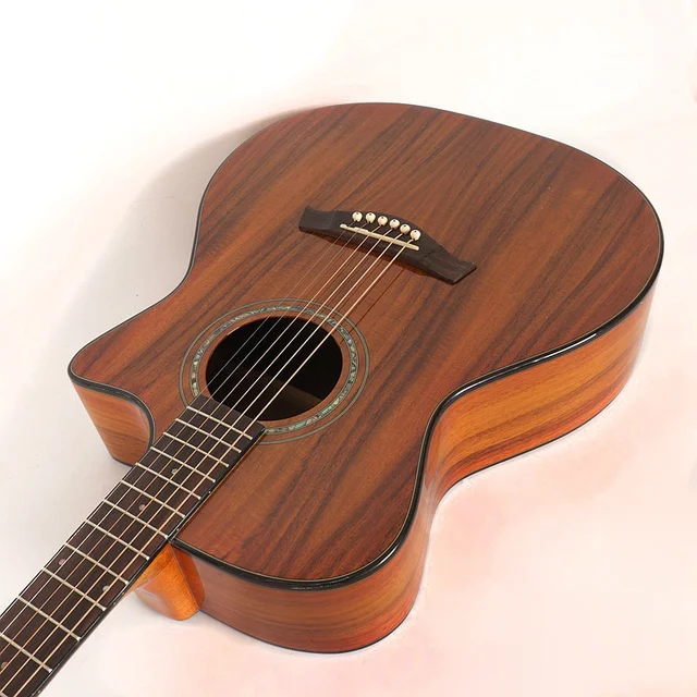 Solid Wood Acacia Koa 6 Strings Handmade electric acoustic guitar free shippingin Guitar from