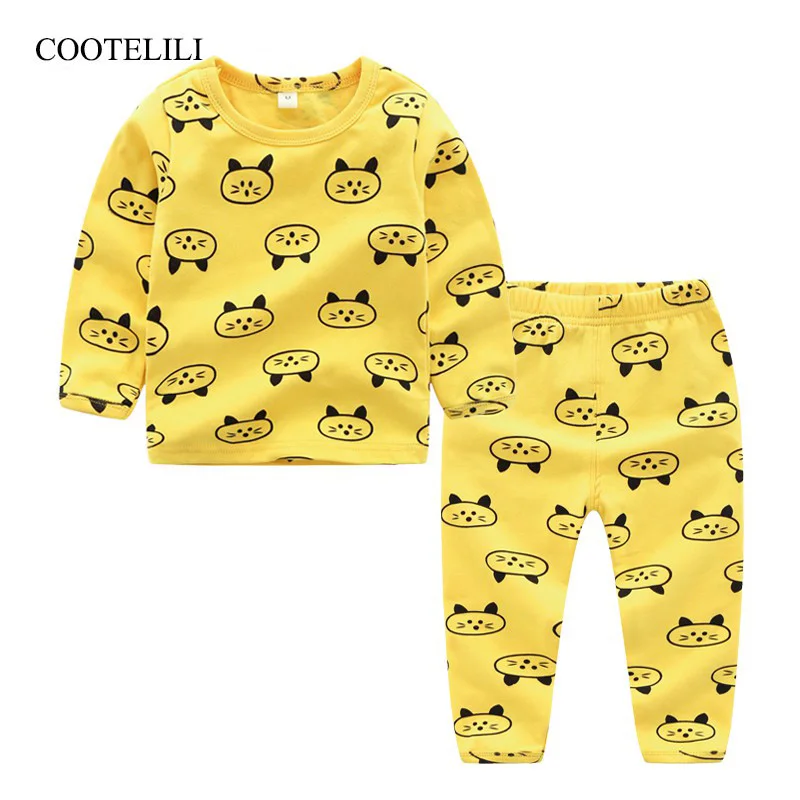 

COOTELILI Kids Thermal Underwear Cartoon Cotton Thick Boys Pyjamas Girls Sets For Winter Children Long Johns Warm Suits 90-130cm