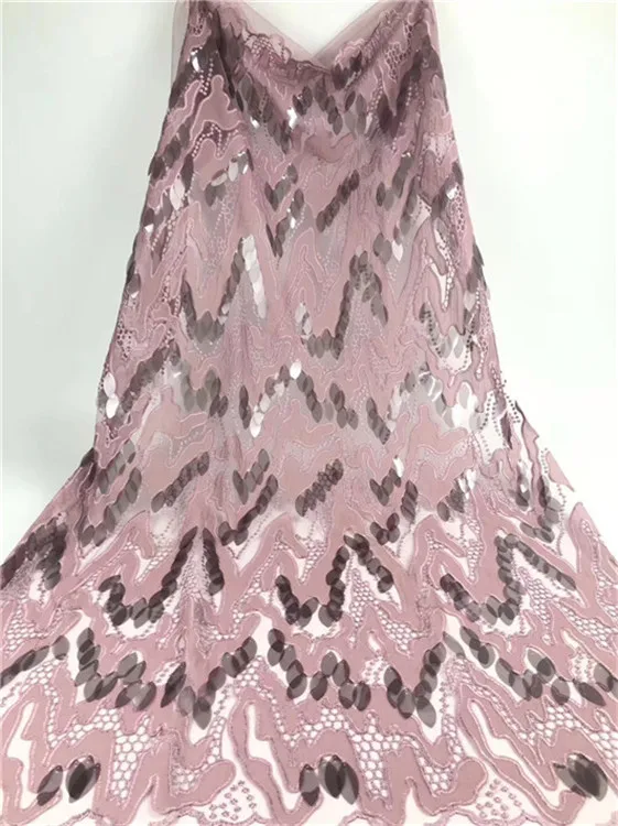 

2019 high quality sequence French Nigerian sequins net lace,African tulle mesh sequence lace fabric for dress 5yards/lot