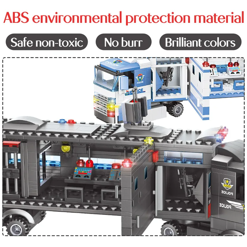 1102 шт городской полицейский участок строительные блоки совместимый городской грузовик SWAT команда Блоки обучающие игрушки для мальчиков детей