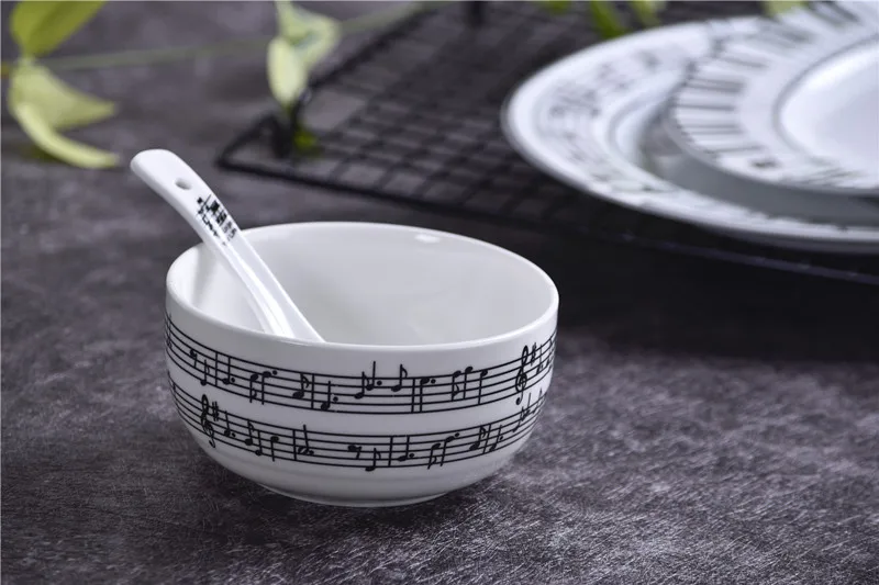 Новинка 8 дюймов музыкальный символ керамическая тарелка блюдо креативный фарфоровый комплект столовой посуды домашний отель обслуживание обеденная тарелка