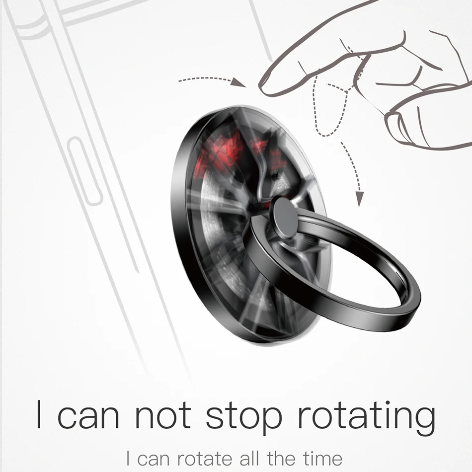 Baseus Gyro Finger Ring Holder Hand Spinner Rotary Rotation Metal Mobile Phone Holder Stand For iPhone Samsung Phone Ring Holder