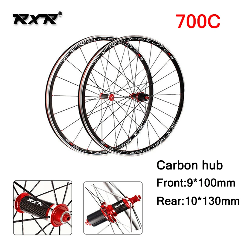 

RXR 700C Carbon Fiber Hub Road Bike wheelset 5 Bearings 30mm Rims Front Rear Wheelsets 7/8/9/10/11 Speeed Clincher Rim Wheels