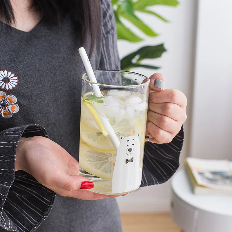 Кружка OUSSIRRO для молока и кофе с милым креативным котом 610 мл стеклянная кружка