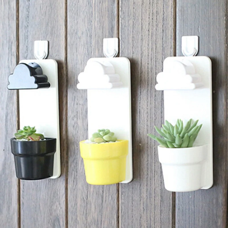 

1 set Hanging Clouds Pots White Clouds Creative Clouds Rainy Pot Wall-hung Automatic watering Decor Flower Pot Yard Plants Pots