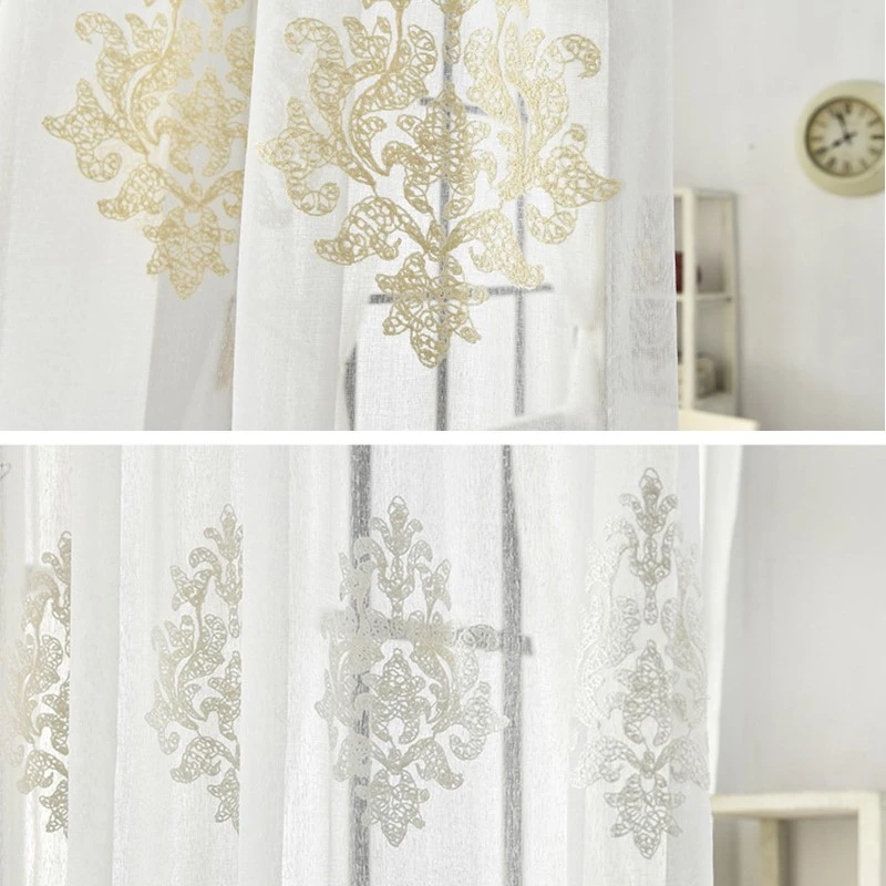 Made Linen Embroidered Curtain Bedroom Window Tulle Gauze Grey Voile Curtains For Living Room Curtain Finished window curtains decor curtains embroidered curtains cotton and linen curtains