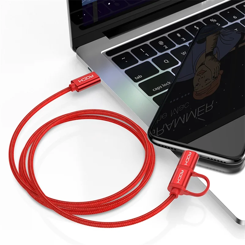 Rock для usb c для lightning зарядный кабель для iPhone xs max xr x 8 7 6 кабель зарядного устройства usb c для usb c кабель для apple macbook pro - Тип штекера: Red