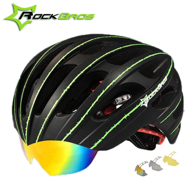 

RockBros Ultralight Cycling Helmet Men Women Breathable Road Bicycle Helmet With Goggles 3 Lens Mountain Bike Helmet 57-62cm