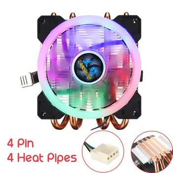 

CPU Cooler Fan Radiator 4 Heatpipes 90mm 4Pin LED RGB Cooling Fan Cooler Heatsink for Intel LGA 775/1155/1151/1150/1366 AMD