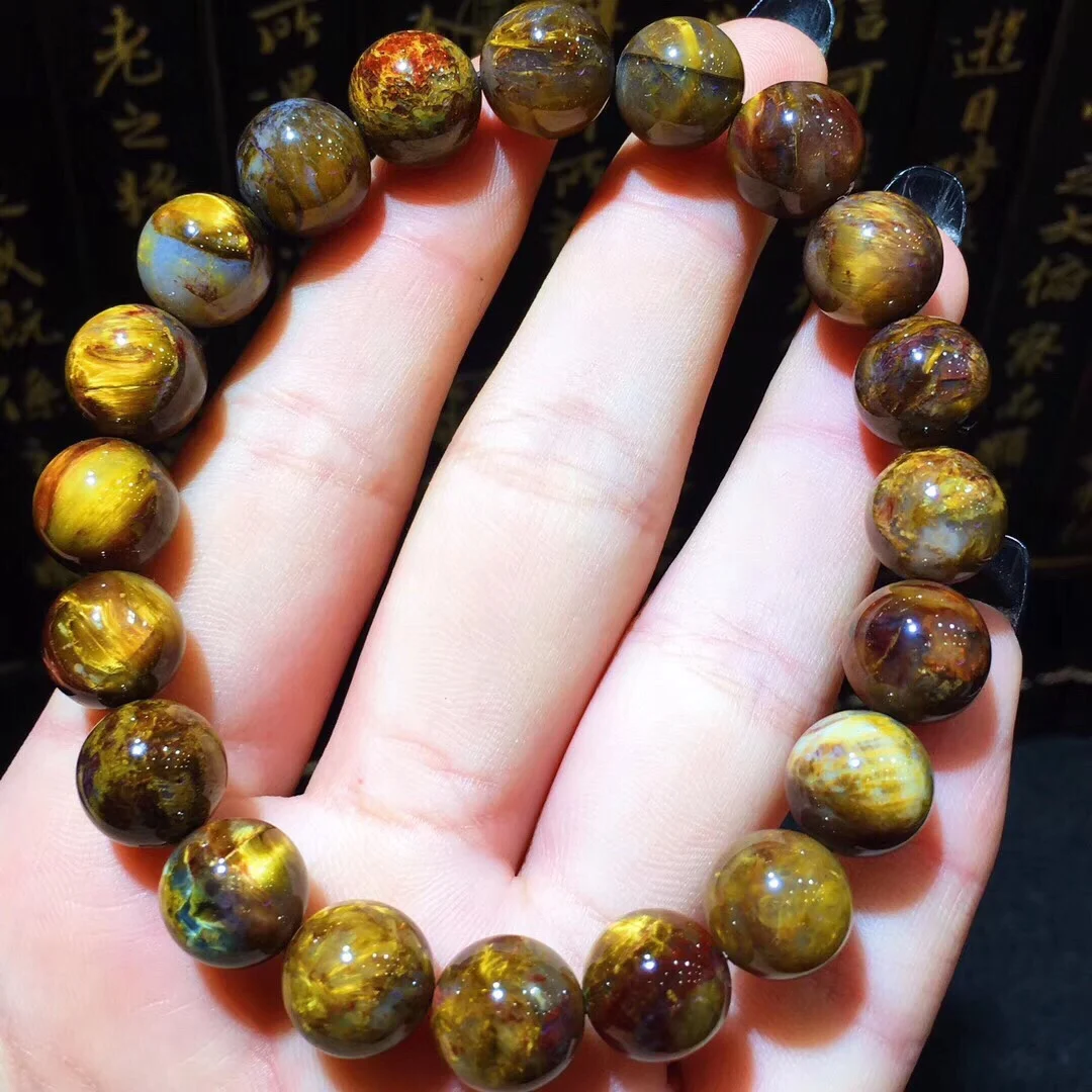 

100% 10.8mm Natural Namibia Pietersite Blue Yellow Beads Gemstone Round Bead Bracelets Man Women Drop Shipping B36902