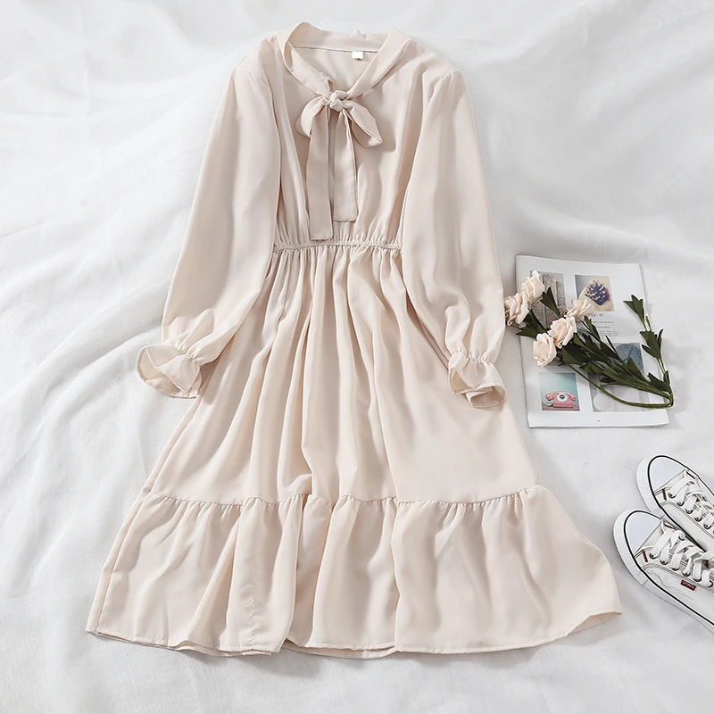 

Chiffon Dress Long Sleeve Ruffle Dress Women Autumn Dresses Robe Femme 2019 Korean Vestidos Boho Clothes Bohemian Runway Elegant