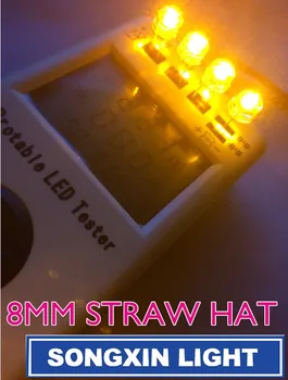 

500pcs 8MM Water Clear Yellow Light Straw Hat LED Diodes Wide Angleb Bulb