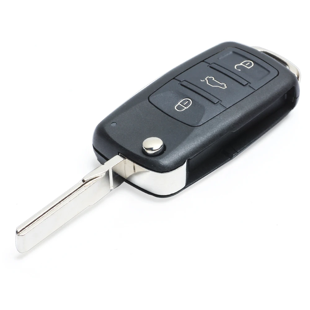 Keyecu Keyless Go функция замена флип дистанционный ключ-брелок от машины 3 кнопки 433 МГц ID46 для VW-Volkswagen Touareg 2002-2010