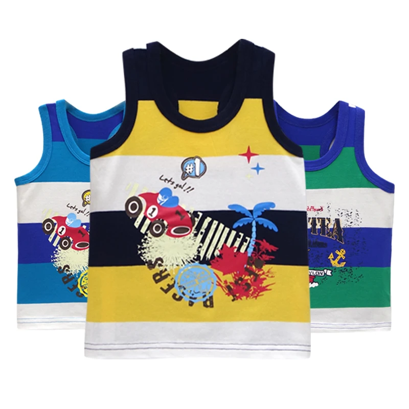 Summer Cotton Baby Sleeveless tank tops For Girls 3pcs/lot Printed Tee Kids Vest Toddler Clothing boys fashion clothes