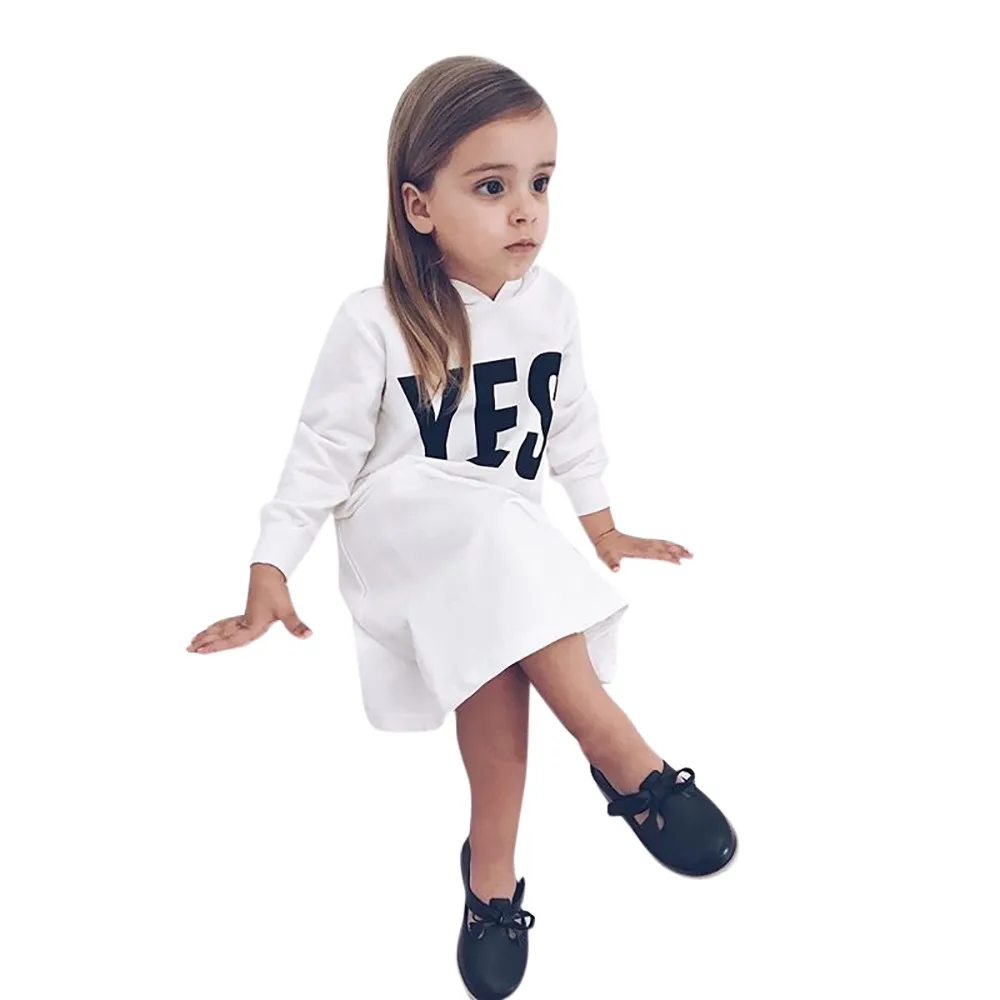 

Long Sleeve Kids Baby Girl Clothes Winter Hooded Letter Sweatshirts Pullover Dress Outfits Spring Autumn Drop Shipping