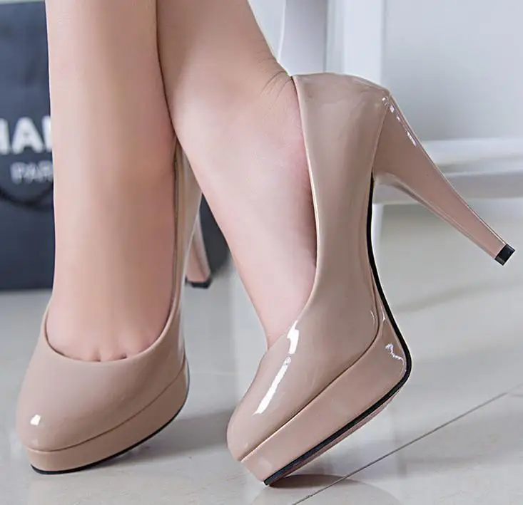 nude heels shiny