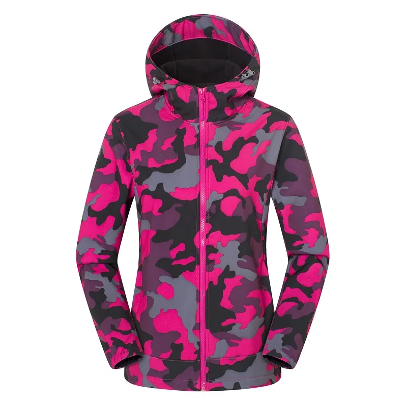Cabolsa de Esqui ao ar Livre à Prova de Vento Quente à Prova a Luz do Ártico Mulheres Homens Velo Camping Pesca Caminhadas Camuflagem Jaqueta d' Água Rosy 4 Jaq. caminhada