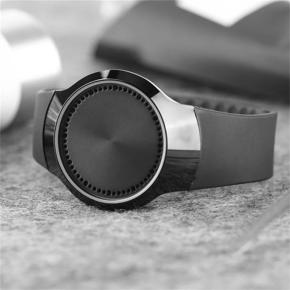 Creative Black White Men Women's LED Display Digital Watch Cool Stainless Steel Rubber Strap Touch Screen Couple Watches (9)