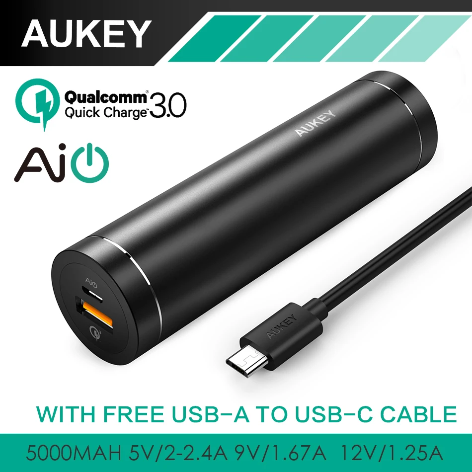 imágenes para AUKEY Carga Rápida 3.0 Mini 5000 mAh Banco De Potencia Cilíndrica Con AiPower Carga Variable de Batería Externa Portátil para Teléfonos imágenes para AUKEY Carga Rápida 3.0 Mini 5000 mAh Banco De Potencia Cilíndrica Con AiPower Carga Variable de Batería Externa Portátil para Teléfonos