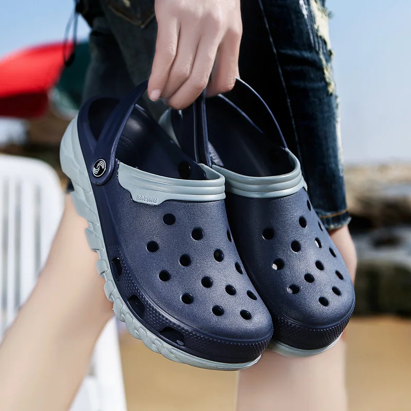 SEREN BRAND 2019 New Men Croc Shoes Plus Size Man Slippers Summer Hollow-out Water Sandals Seaside Beach Garden Surfing Slippers
