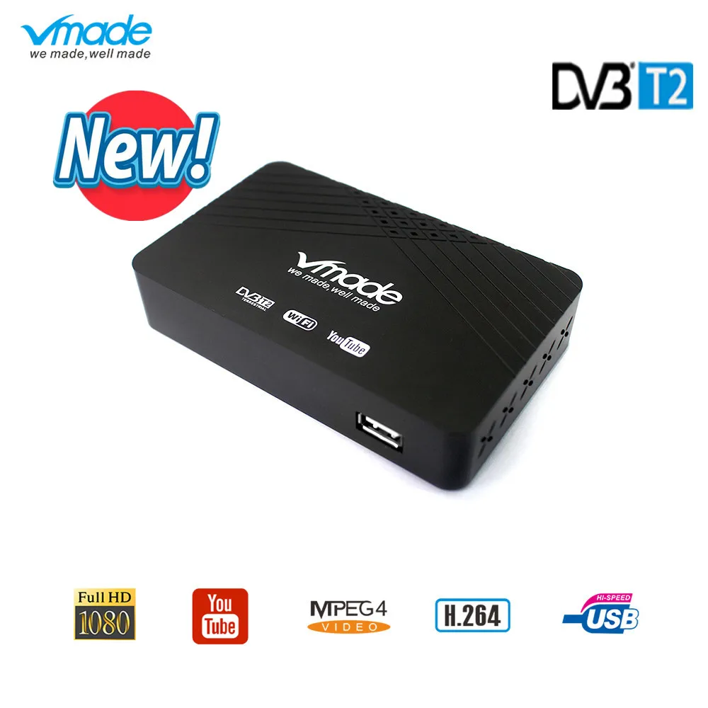 

Vmade HD 1080p Tv Tuner Dvb T2 TV Box Dvb-t2 For Monitor Adapter USB2.0 Tuner Receiver Satellite Decoder Dvbt2 support wifi