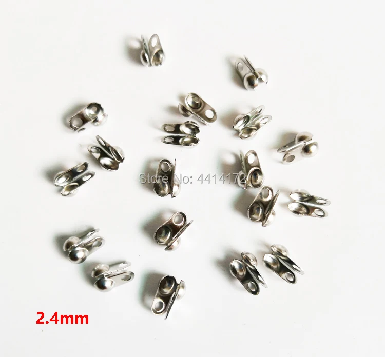 

Free Shipping 2.4mm stainless steel ball chain crimp Beads adapters caps necklaces connectors findings jewelry wholesale 500pcs