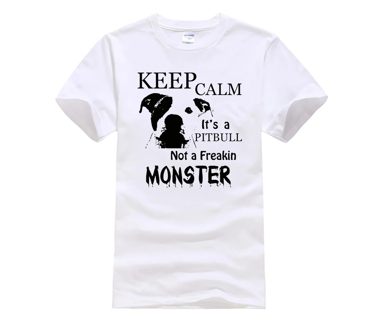 Футболка мужская с надписью Keep Calm its a Pitbull Not freaken короткий топ круглым вырезом для