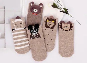 

120pairs/lot women new fashion cotton 3D cartoon lion/sheep/bear sock