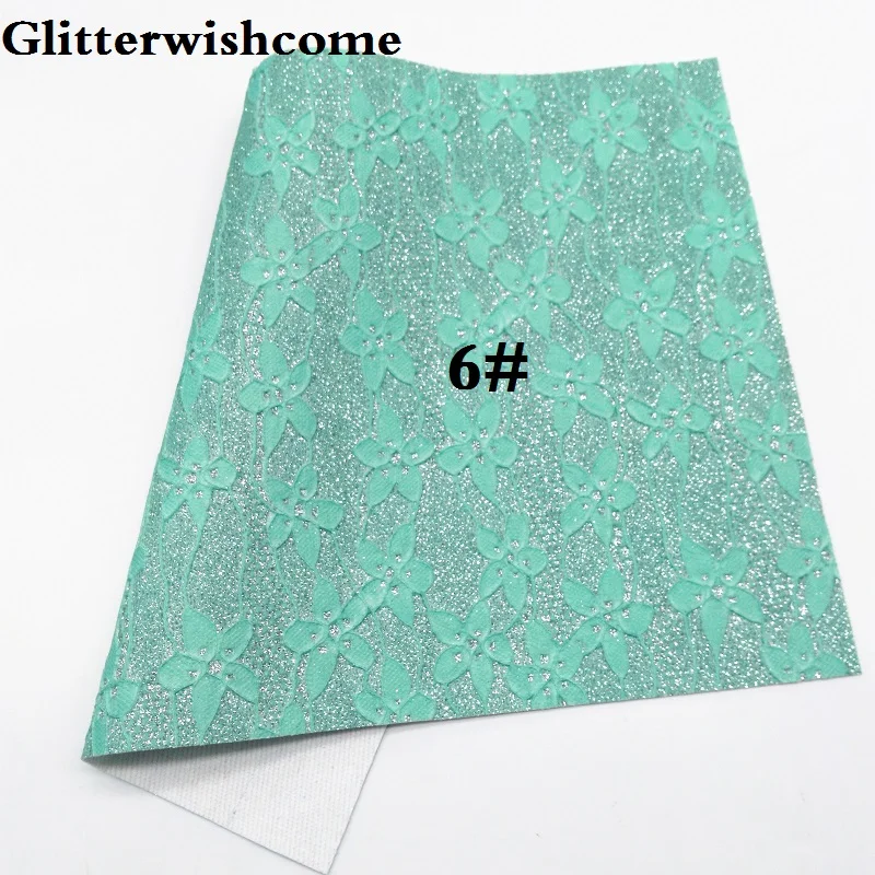 Glitterwishcome 21X29 см A4 размер винил для бантов флуоресцентная кружевная блестящая кожаная ткань винил для бантов, GM086A - Цвет: 6