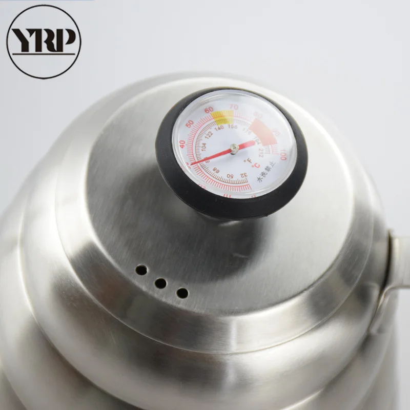 YRP 1000/1200 мл нержавеющая сталь Hario Кофе капельный чайник гусиная шея Led носик Кофе чайник с термометром для баристали инструменты