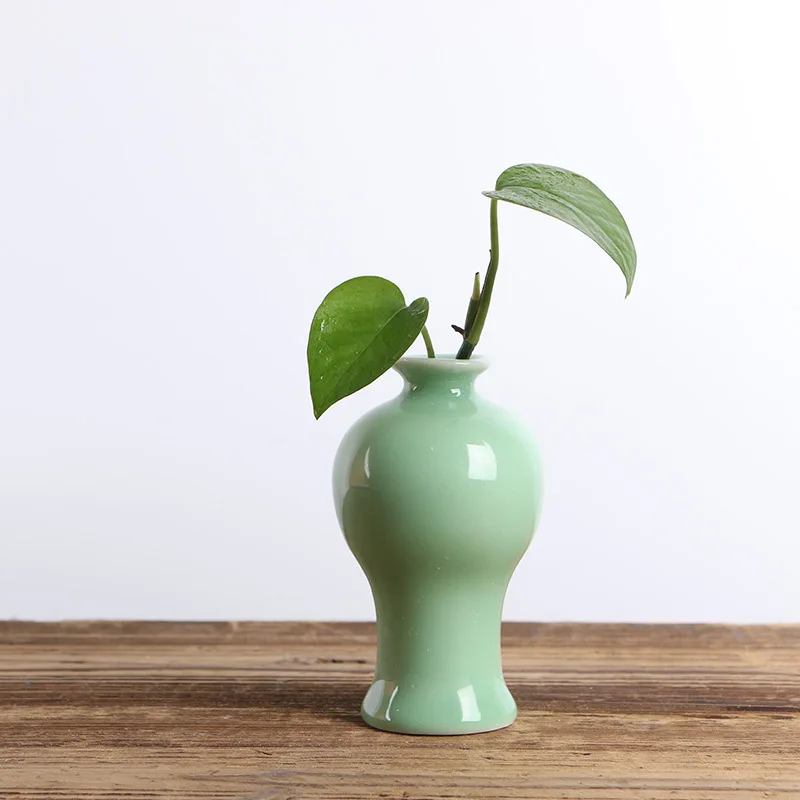 chinese style longquan porcelain hydroponics mini vase office