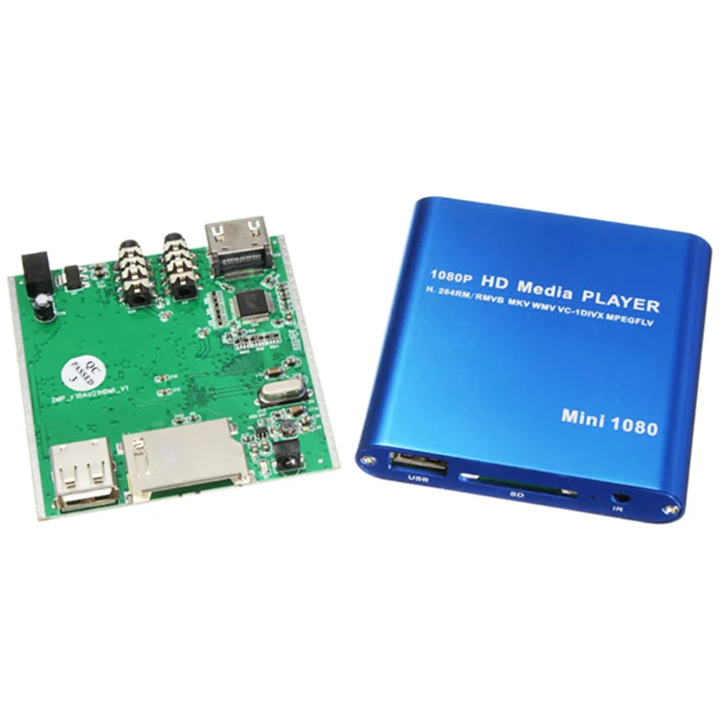  Enchufe de la UE de 1080P Mini Hdd Media Player Hdmi Av Usb Host Full Hd con tarjeta Mmc Sd Reader 