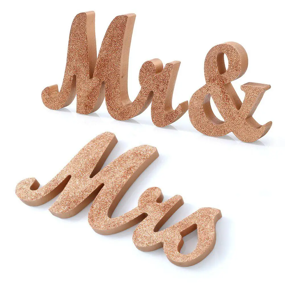 Деревянный Свадебный декор Mr& Mrs Свадебные украшения золотые буквы свадебное оформление