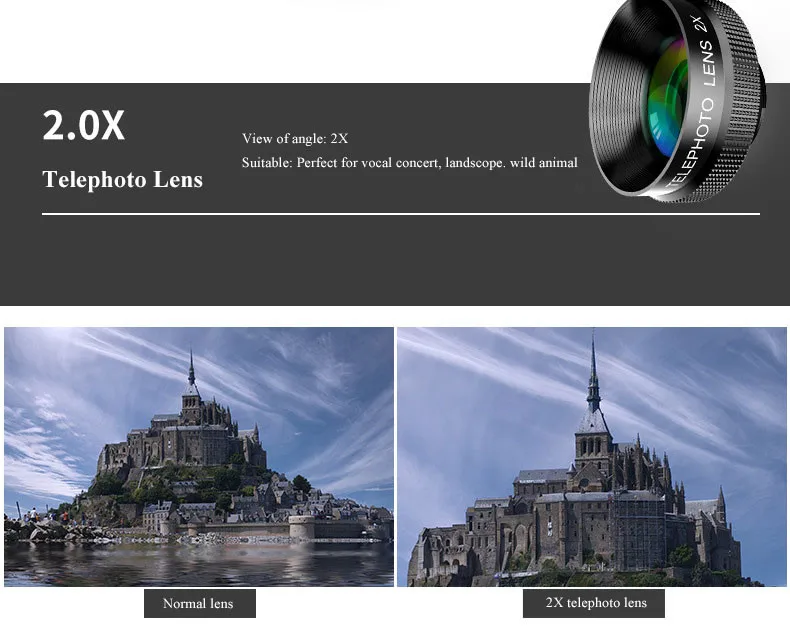 LIGINN оптический зум 2X телеобъектив мобильный телефон камера телескоп объектив для iPhone 6 7 8 samsung Note8 S8 S9 смартфон L-112