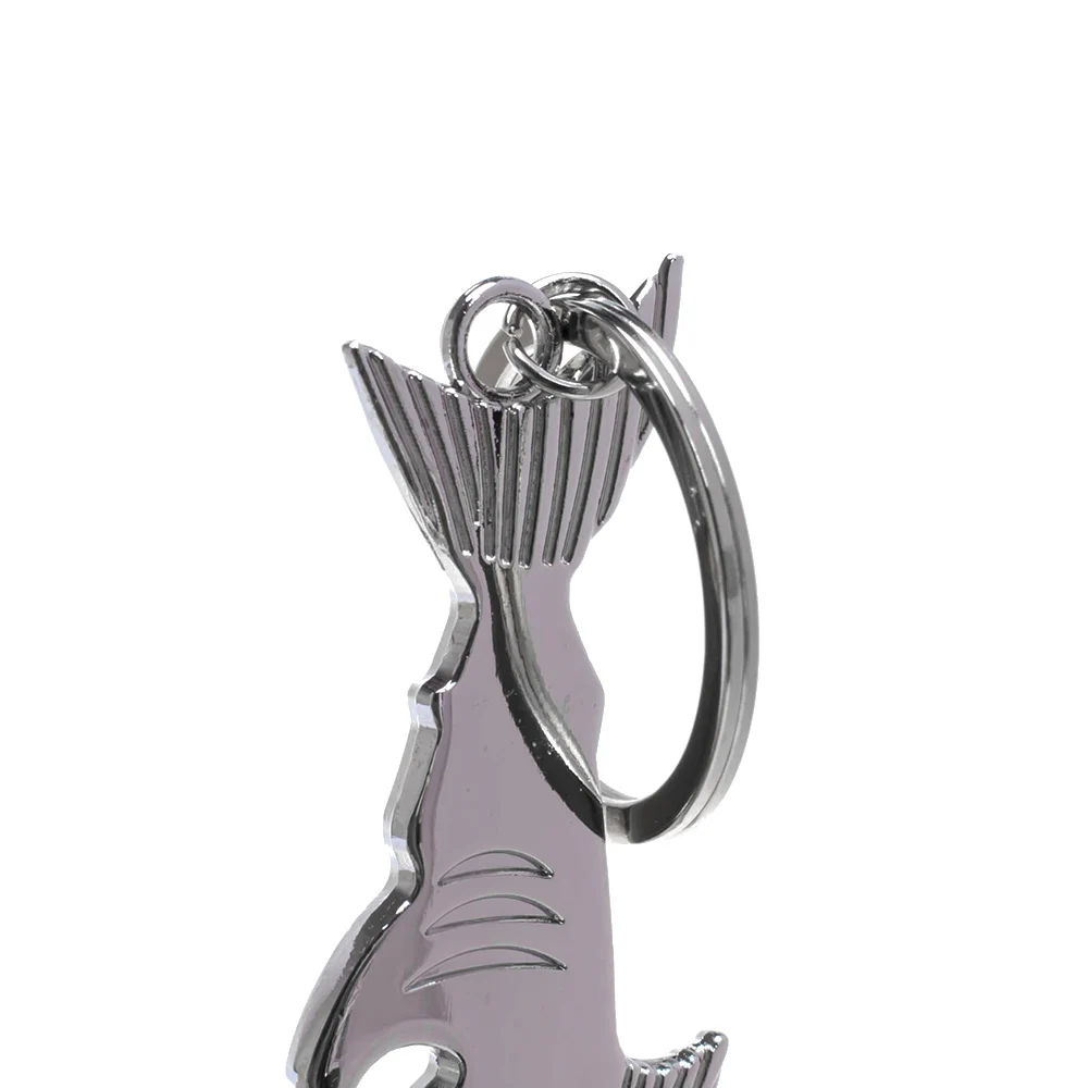 Shark Shaped Bottle Opener Keychain Zinc Alloy Key Ring Beer Opener Silver Bottle Beer Openers Kitchen Accessories Creative Gift