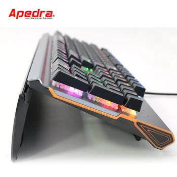 

PC Gaming Keyboard Wired USB Metal Panel Floating Backlight Mechanical Keyboard with Bracers Hand Hold Gaming Player for Dot2