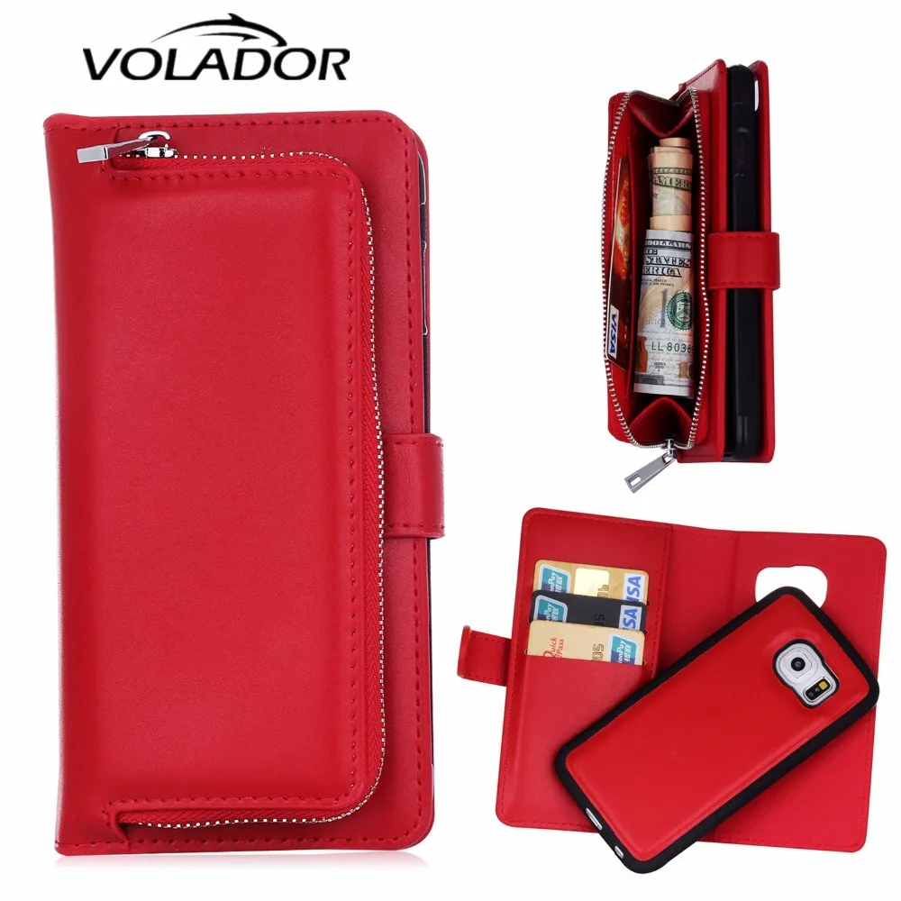 imágenes para Mujeres Cubierta eather para Samsung Galaxy S6 Magnética Multifunción Caja Del Teléfono con Ranura Para tarjeta de Bolsillo Con Cremallera Separable Galaxy S6 Edge imágenes para Mujeres Cubierta eather para Samsung Galaxy S6 Magnética Multifunción Caja Del Teléfono con Ranura Para tarjeta de Bolsillo Con Cremallera Separable Galaxy S6 Edge