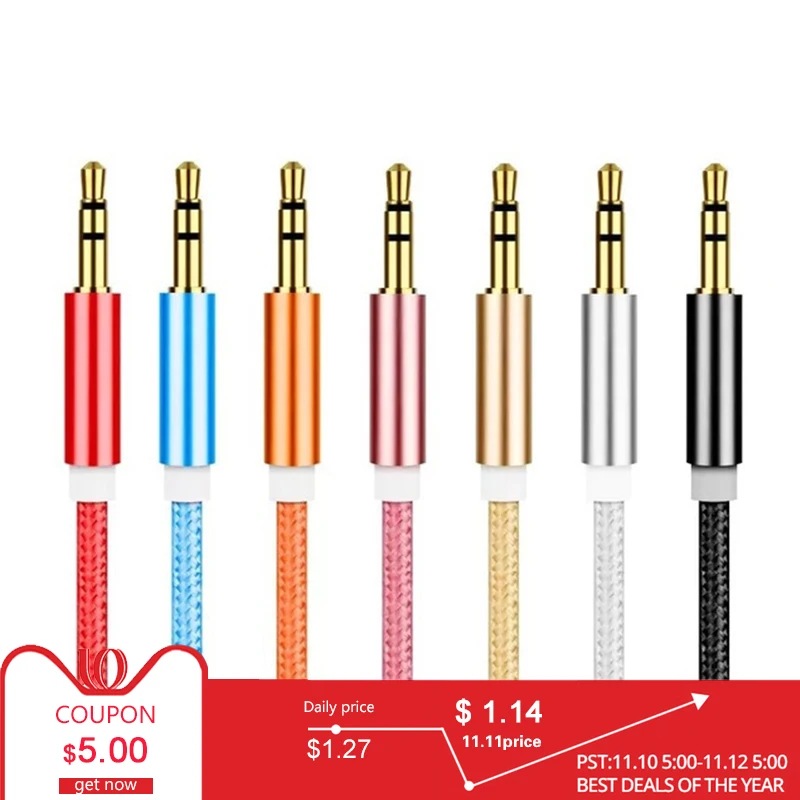 

Newly 100CM 3.5 mm Universal Male to Male Jack to Jack Audio Aux Cable for IOS Android Car Headphone Speaker auxiliary cable