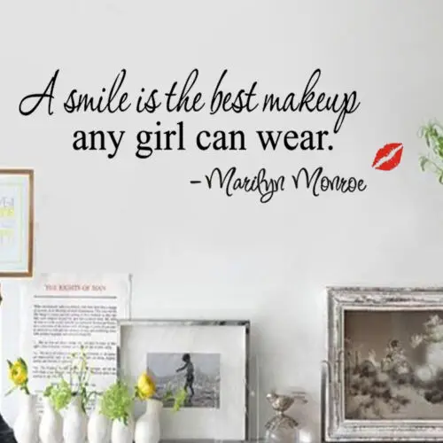 Quote-A-smile-is-the-best-makeup-DIY-Wall-Sticker-Removable-Home-Room-Decor-PVC