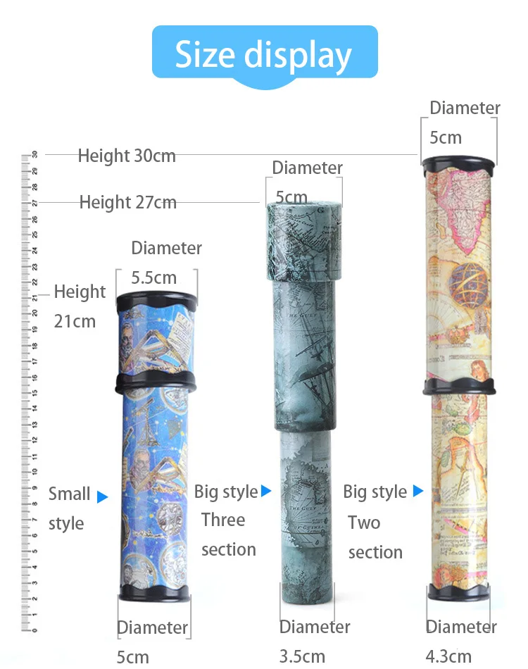 Scalable Rotation Kaleidoscope 30cm Magic Changeful Adjustable Fancy Colored World 6