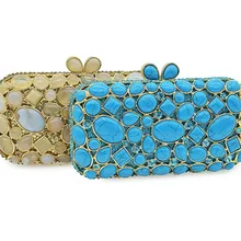 Сверкающий синий/Золото Изумрудный Кристалл Для женщин вечерняя сумочка; BS010 модные свадебные Diamond клатч с камнями Minaudiere Сумочка Кошелек подарок