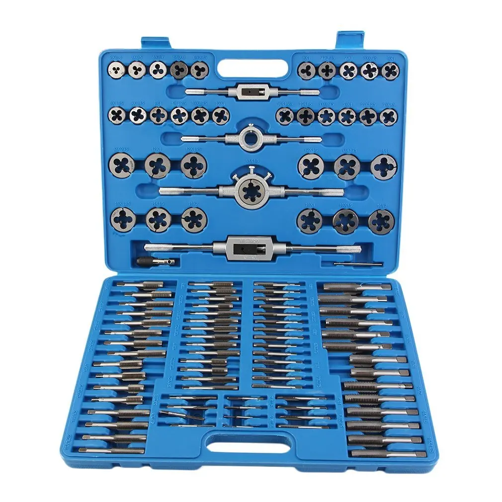 

110Pcs Metric & Inch Alloy Tap And Die Set Steel Set Bolt Screw Extractor/Puller Kit In Metal Blue Case