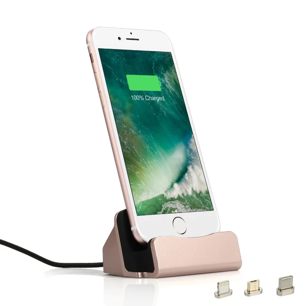 

3 in 1 Magnetic Dock Station Charger For iPhone 5 5S 6S 7 Plus Support Data Transfer