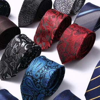 Luxury 6CM Men's Print Pattern Ties for Men's Slim Neckties Polyester Jacquard Skinny Neck Tie Wedding Narrow Ties newspapers pattern narrow feet jeans