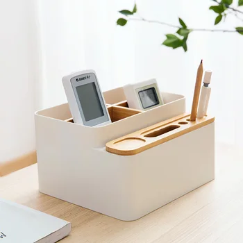 

Bamboo Desk Sundry Box Office Desk Stationery Rack Desk Accessories Rubber Feet Box Stationery Shop Penholder Office Supplies