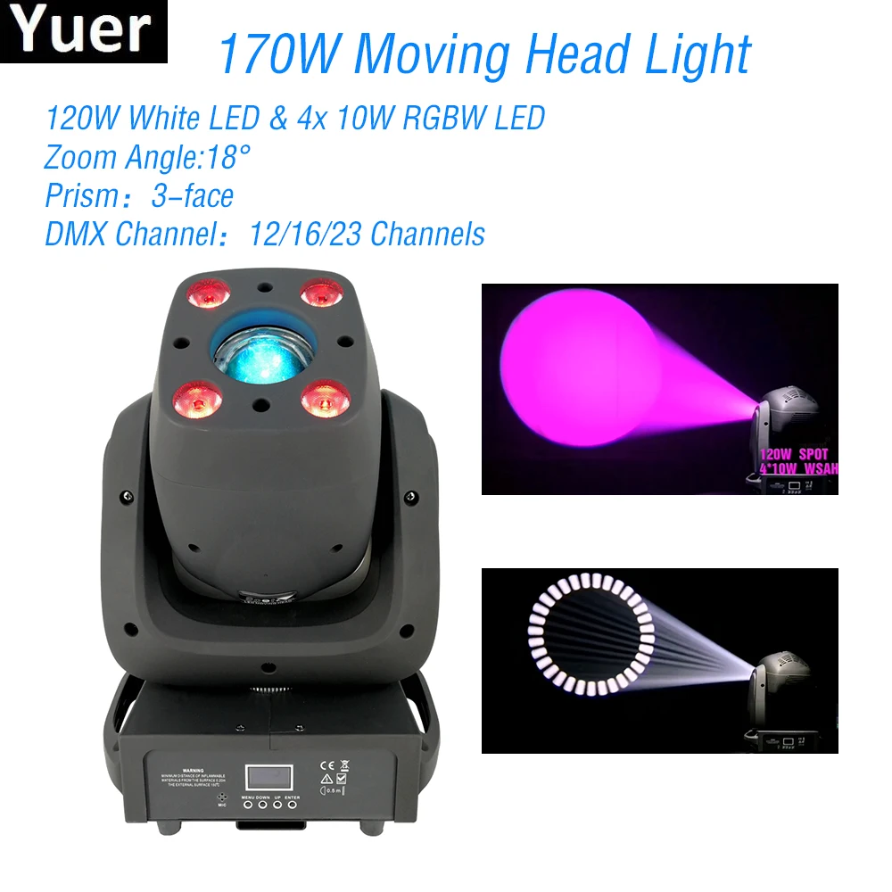 New 170W  LED Spot Moving Head Light 120W White LED 4x10W RGBW LED DMX512 Stage Effect DJ Disco Party Lights Moving Head