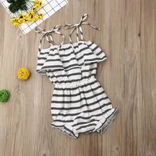 Комбинезон на бретелях для маленьких девочек; комбинезон в полоску с оборками; комплект одежды для девочек
