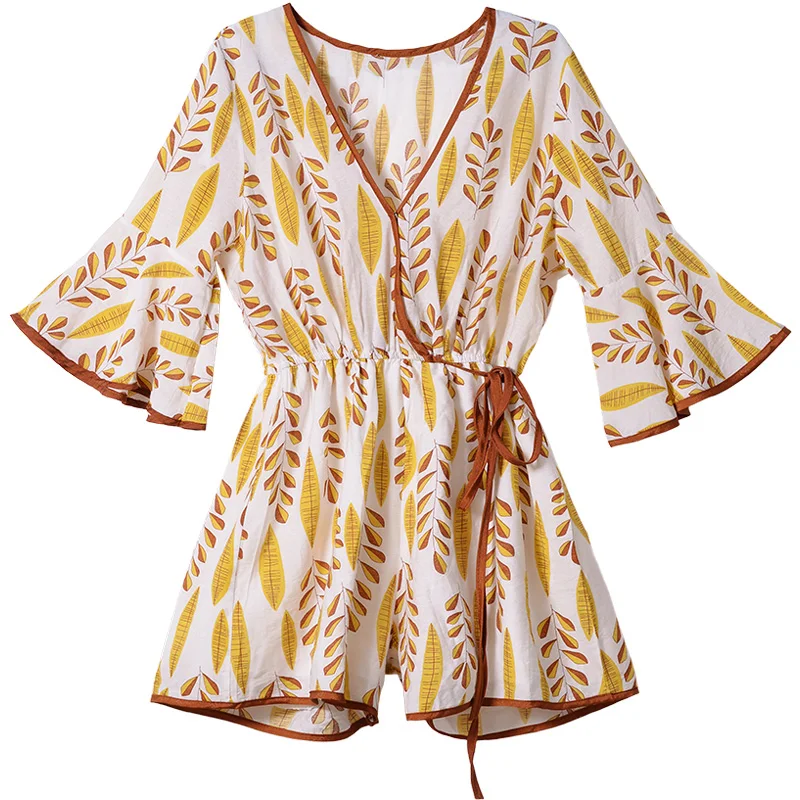 Mishow jumpsuits female new summer 2018 han edition to collect waist show thin floral v-neck pants MX18B2813 Mishow jumpsuits female new summer 2018 han edition to collect waist show thin floral v-neck pants MX18B2813