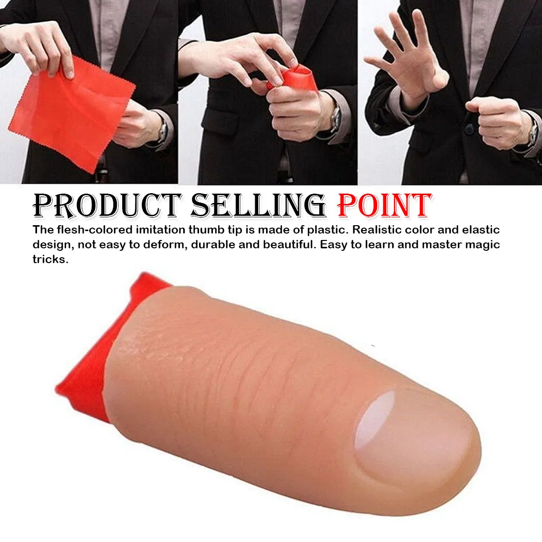 

Easy To Learn Attractive Tric Party Magic Props 1Set Magic Rubber Finger Thumb Tip Scarf Disapper Stage Show Magic Trick Tools